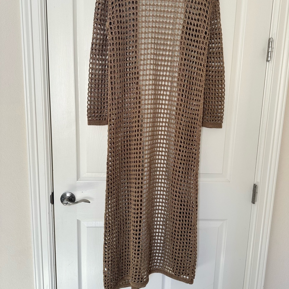 Zara Knit Long Coat/ Cardigan Metallic Thread Size S - Picture 7 of 7